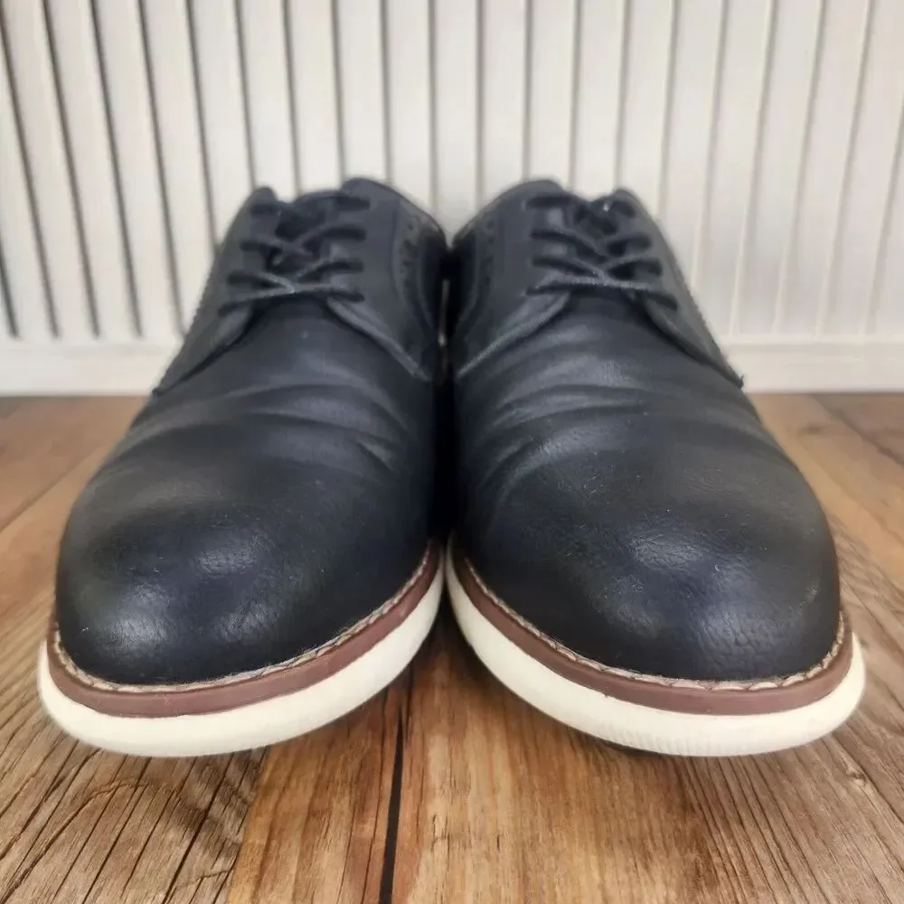 Curt & Larson Metro Mens Sz 10 3E Wide Black Leather Oxfords Dress Shoes 055195